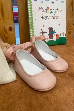 Детские балетные мокасины из натуральной кожи с пудрой